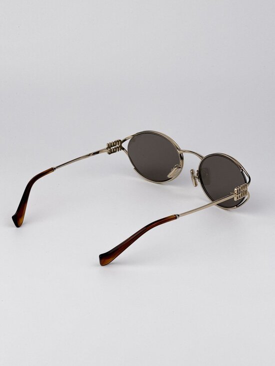 Miu Miu Women’s LOGO Sunglasses Pale Gold Dark Grey Oval MU52YS ZVN80Q NEW main image 7